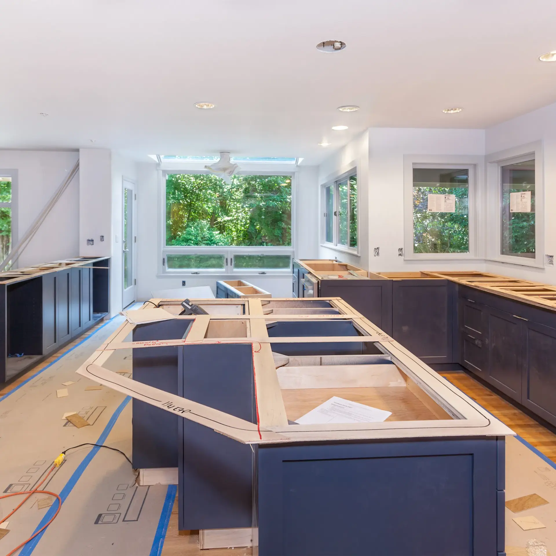 Kitchen cabinetry installation in progress