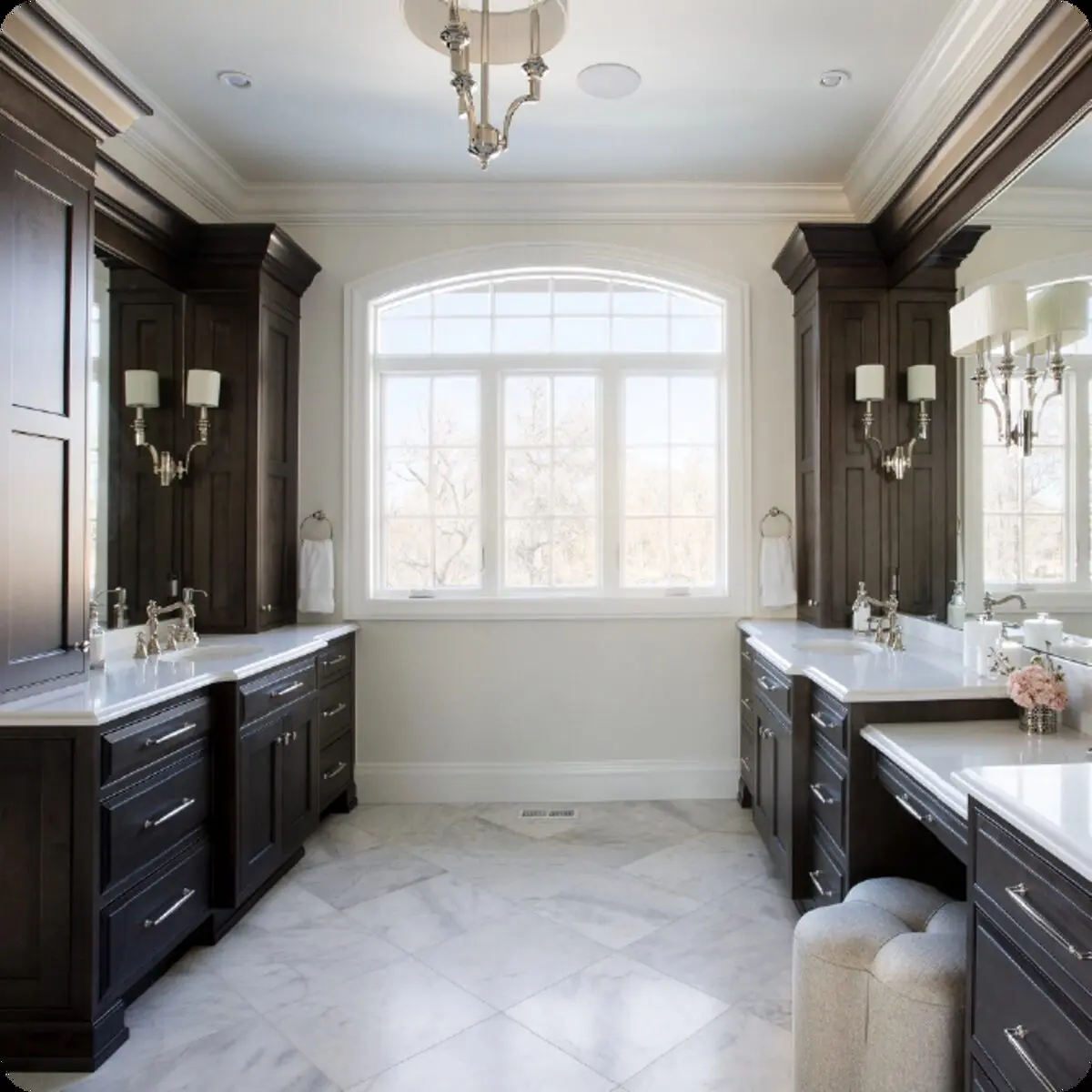 Finished custom cabinetry in a bathroom vanity