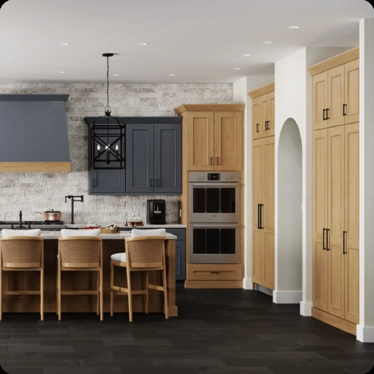 Finished custom kitchen cabinetry